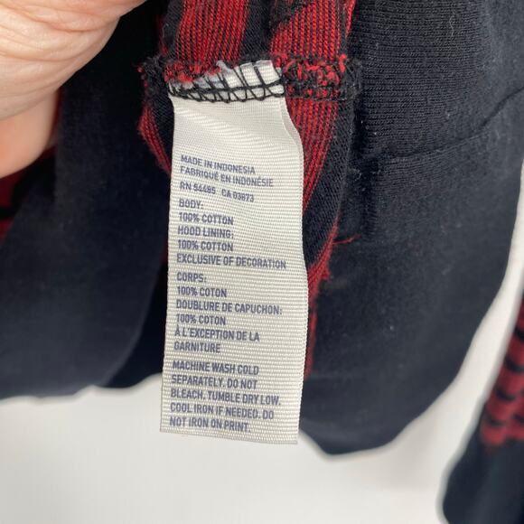 American Eagle Henley Hoodie Men’s Medium Red & Black 90s Y2K Collegiate Preppy - Picture 3 of 7